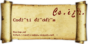 Csáti Ádám névjegykártya